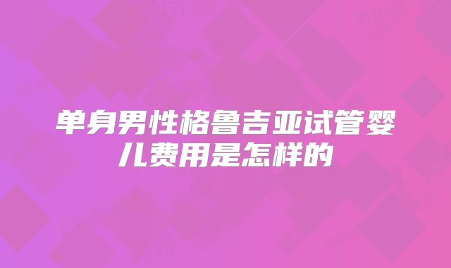 单身男性格鲁吉亚试管婴儿费用是怎样的