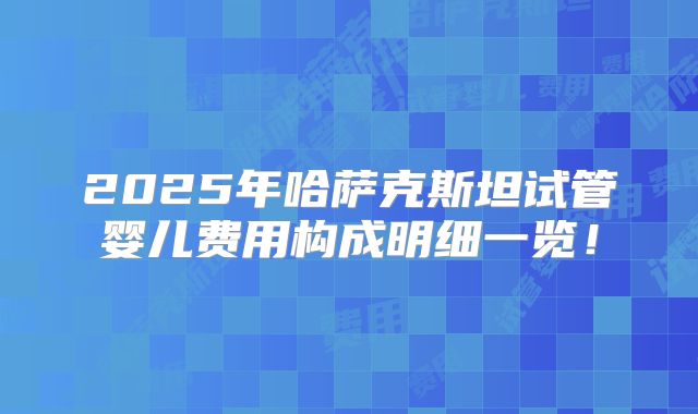 2025年哈萨克斯坦试管婴儿费用构成明细一览！