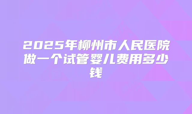 2025年柳州市人民医院做一个试管婴儿费用多少钱