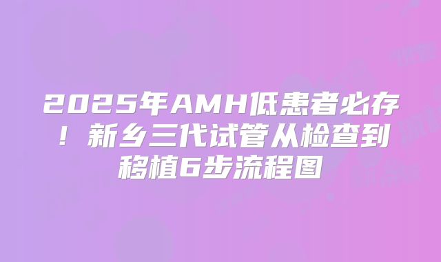 2025年AMH低患者必存！新乡三代试管从检查到移植6步流程图