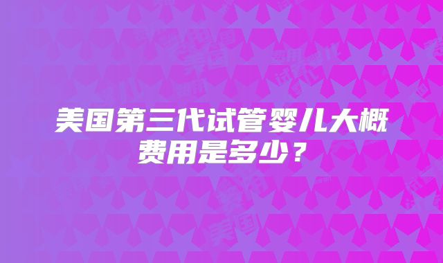 美国第三代试管婴儿大概费用是多少?