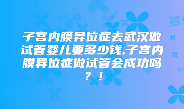 子宫内膜异位症去武汉做试管婴儿要多少钱,子宫内膜异位症做试管会成功吗？！