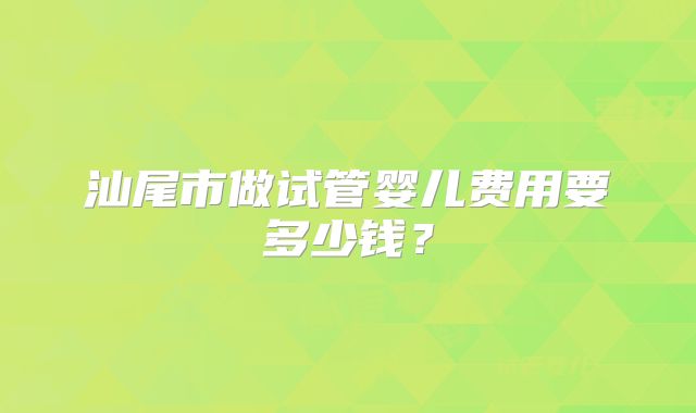 汕尾市做试管婴儿费用要多少钱？
