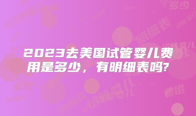2023去美国试管婴儿费用是多少，有明细表吗?