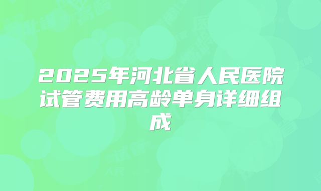 2025年河北省人民医院试管费用高龄单身详细组成