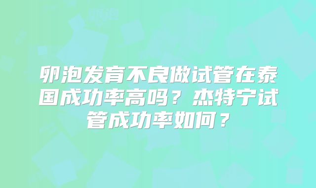 卵泡发育不良做试管在泰国成功率高吗?杰特宁试管成功率如何?