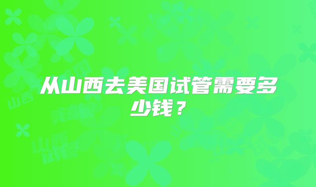 从山西去美国试管需要多少钱？