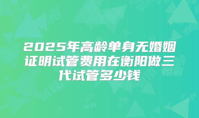2025年高龄单身无婚姻证明试管费用在衡阳做三代试管多少钱