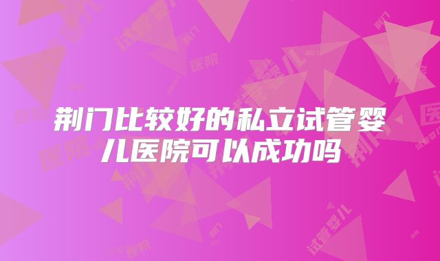 荆门比较好的私立试管婴儿医院可以成功吗