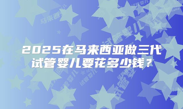 2025在马来西亚做三代试管婴儿要花多少钱?