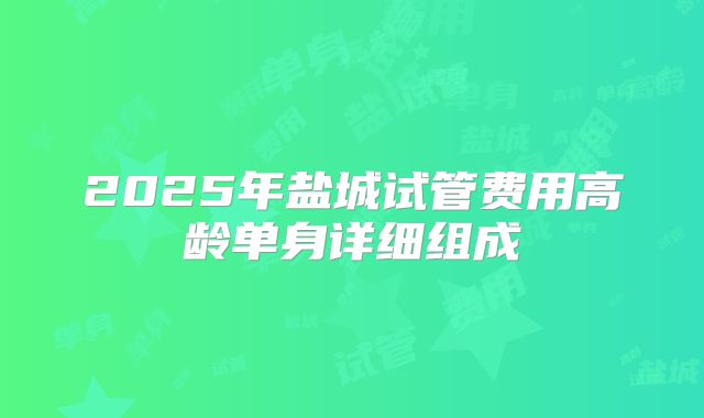 2025年盐城试管费用高龄单身详细组成