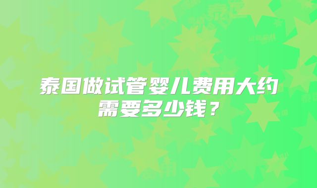 泰国做试管婴儿费用大约需要多少钱？