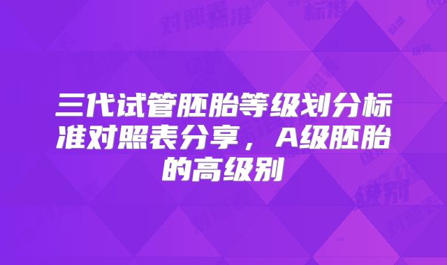 三代试管胚胎等级划分标准对照表分享，A级胚胎的高级别