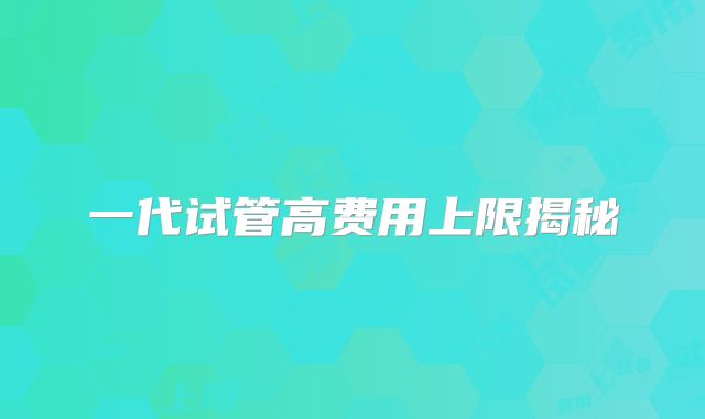 一代试管高费用上限揭秘