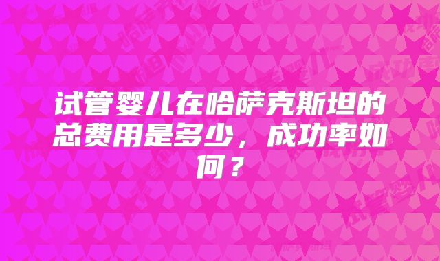 试管婴儿在哈萨克斯坦的总费用是多少，成功率如何？