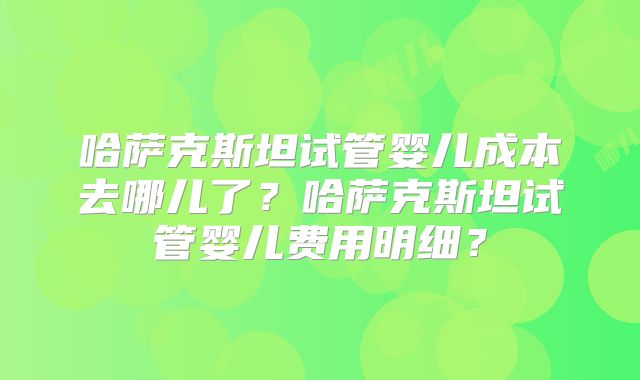 哈萨克斯坦试管婴儿成本去哪儿了？哈萨克斯坦试管婴儿费用明细？