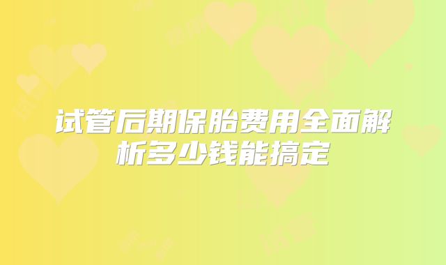 试管后期保胎费用全面解析多少钱能搞定