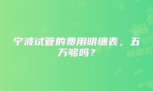 宁波试管的费用明细表，五万够吗？