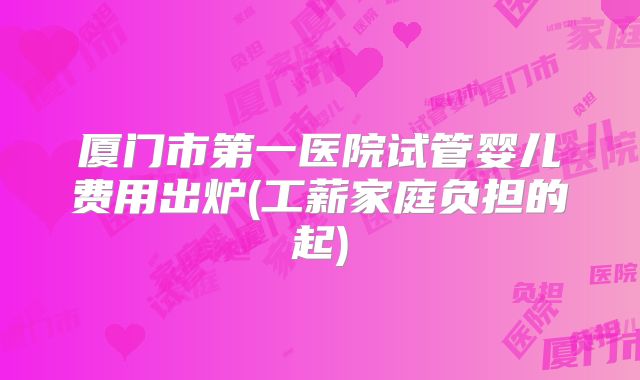 厦门市第一医院试管婴儿费用出炉(工薪家庭负担的起)