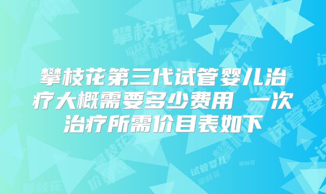 攀枝花第三代试管婴儿治疗大概需要多少费用 一次治疗所需价目表如下
