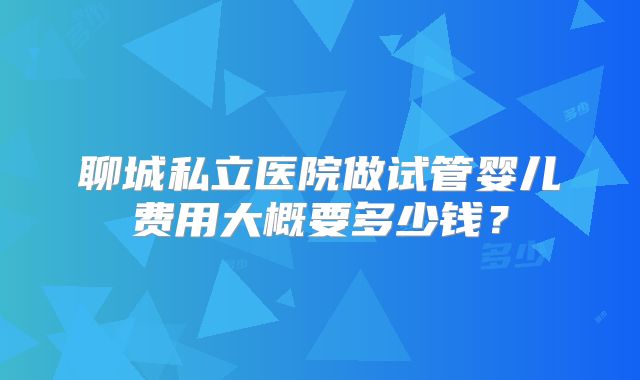 聊城私立医院做试管婴儿费用大概要多少钱？