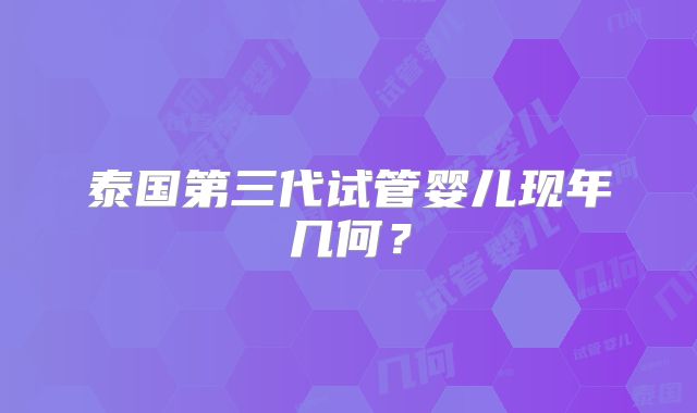 泰国第三代试管婴儿现年几何？