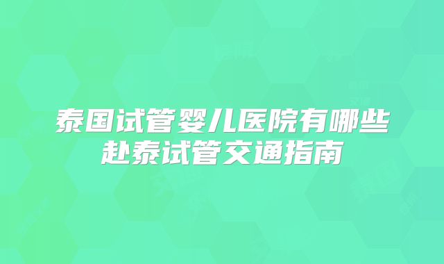 泰国试管婴儿医院有哪些赴泰试管交通指南