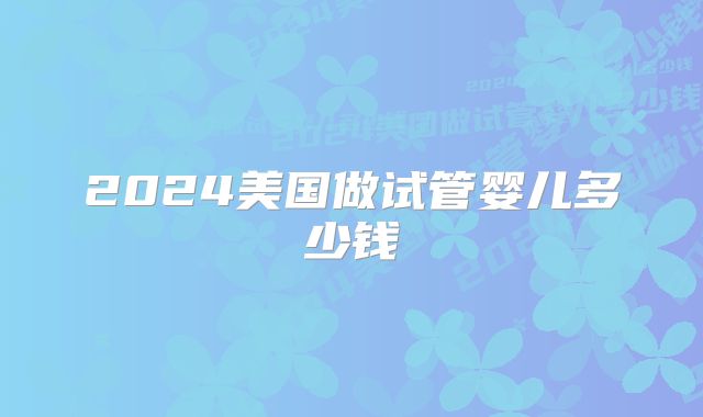 2024美国做试管婴儿多少钱