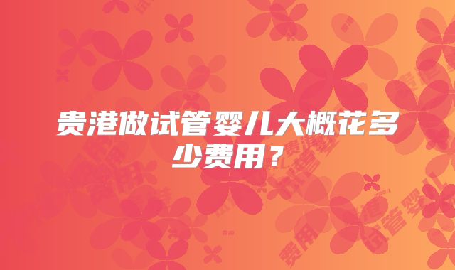 贵港做试管婴儿大概花多少费用？