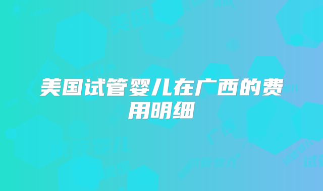 美国试管婴儿在广西的费用明细