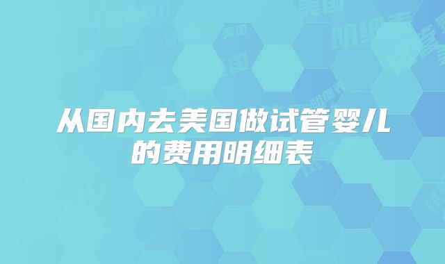 从国内去美国做试管婴儿的费用明细表