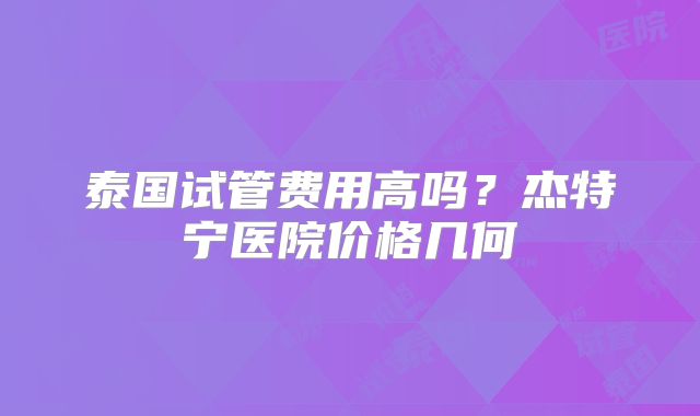泰国试管费用高吗？杰特宁医院价格几何