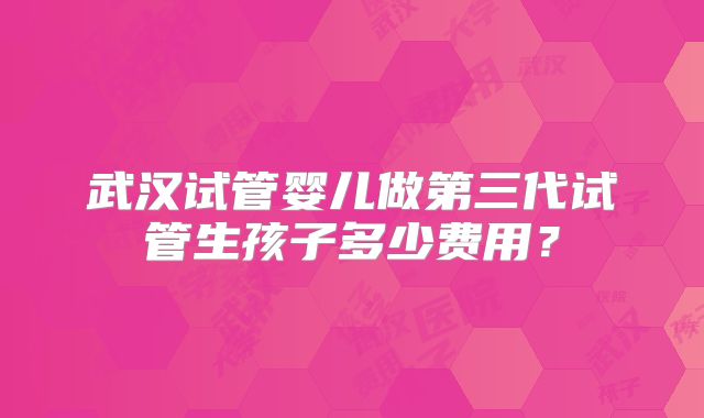 武汉试管婴儿做第三代试管生孩子多少费用？
