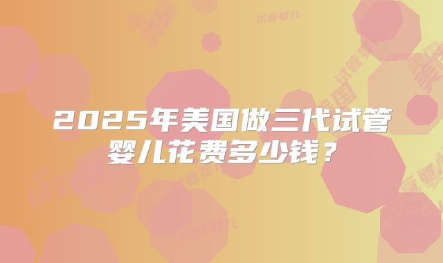 2025年美国做三代试管婴儿花费多少钱?