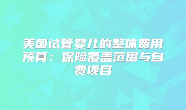 美国试管婴儿的整体费用预算：保险覆盖范围与自费项目