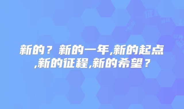 新的?新的一年,新的起点,新的征程,新的希望?