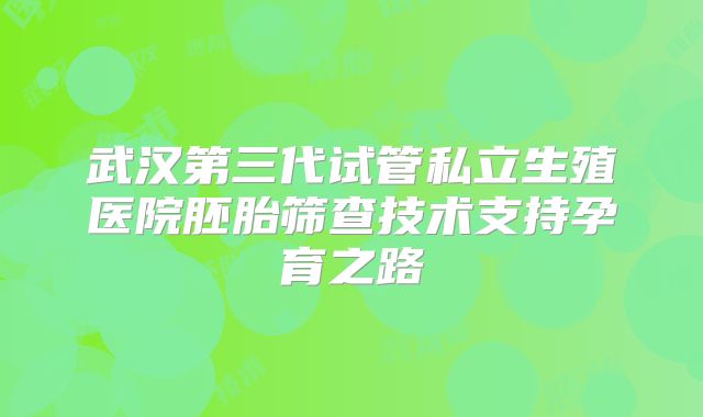 武汉第三代试管私立生殖医院胚胎筛查技术支持孕育之路