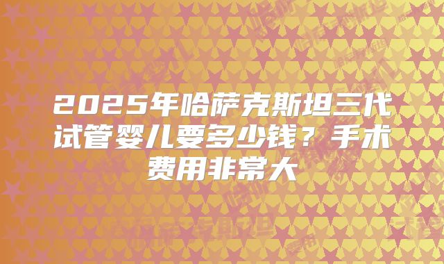 2025年哈萨克斯坦三代试管婴儿要多少钱？手术费用非常大