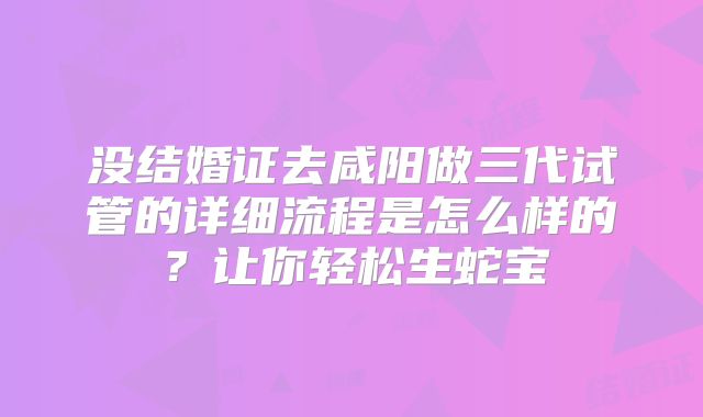 没结婚证去咸阳做三代试管的详细流程是怎么样的？让你轻松生蛇宝