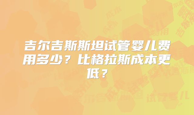 吉尔吉斯斯坦试管婴儿费用多少？比格拉斯成本更低？
