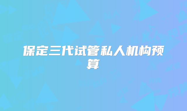 保定三代试管私人机构预算
