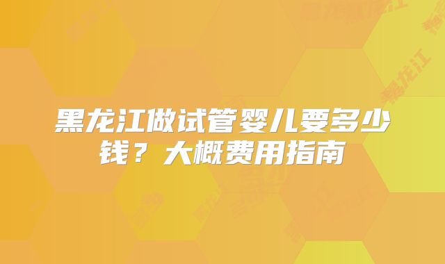 黑龙江做试管婴儿要多少钱？大概费用指南