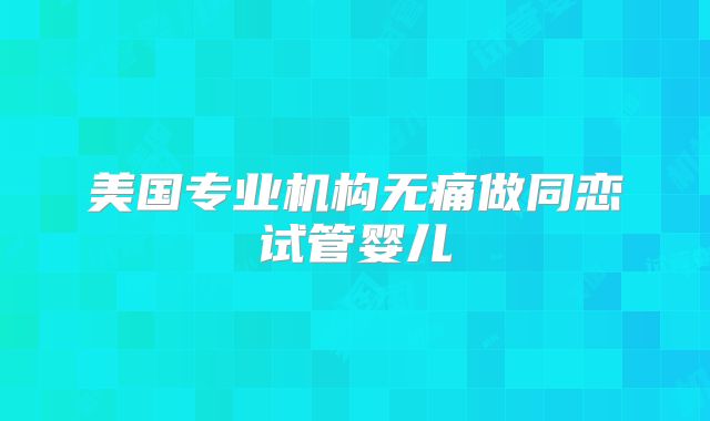 美国专业机构无痛做同恋试管婴儿