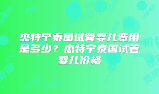 杰特宁泰国试管婴儿费用是多少？杰特宁泰国试管婴儿价格
