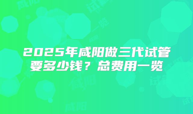 2025年咸阳做三代试管要多少钱？总费用一览