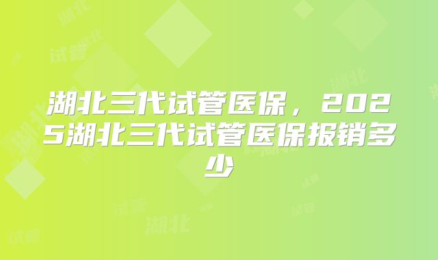 湖北三代试管医保,2025湖北三代试管医保报销多少