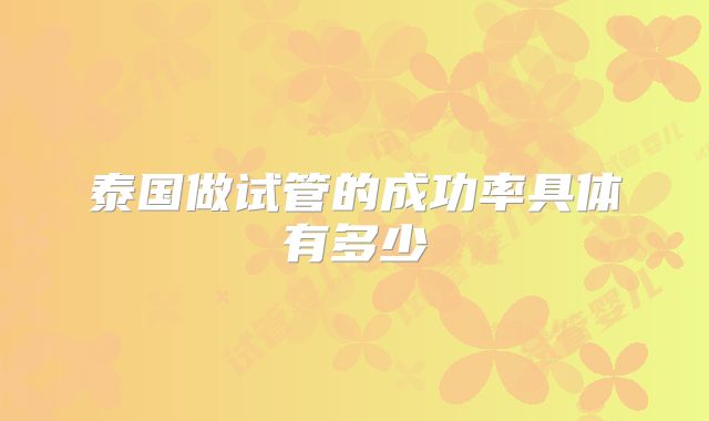 泰国做试管的成功率具体有多少