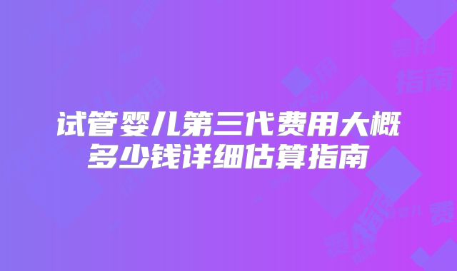 试管婴儿第三代费用大概多少钱详细估算指南