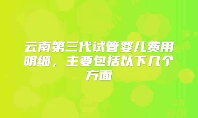 云南第三代试管婴儿费用明细，主要包括以下几个方面