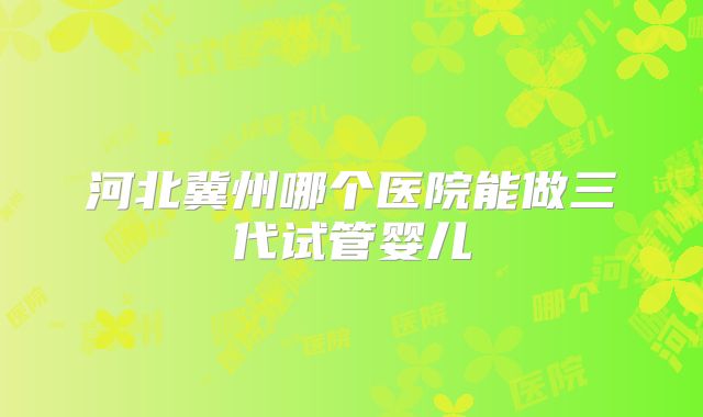 河北冀州哪个医院能做三代试管婴儿